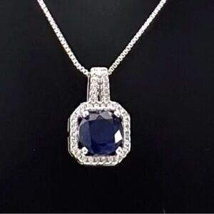 Sapphire -blue Moissanite 2ct Sterling Silver Necklace